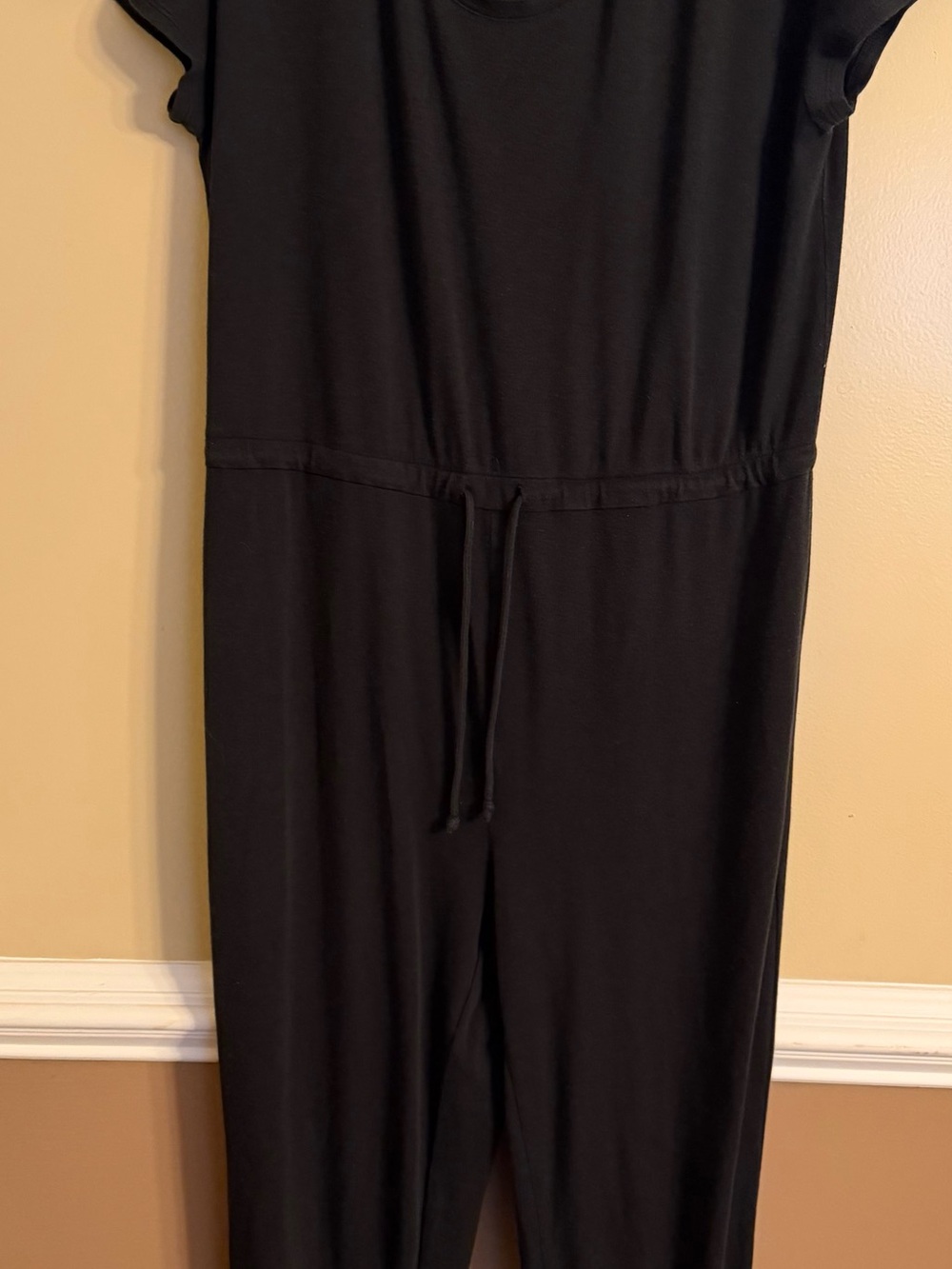 Madewell Black Short-Sleeve Drawstring Jumpsuit
